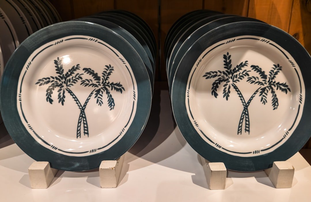 A couple of plates sitting on top of a table